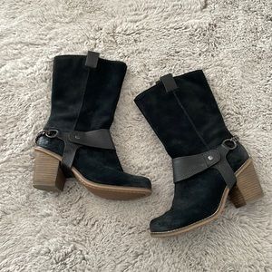 Clarks black suede cowboy boots